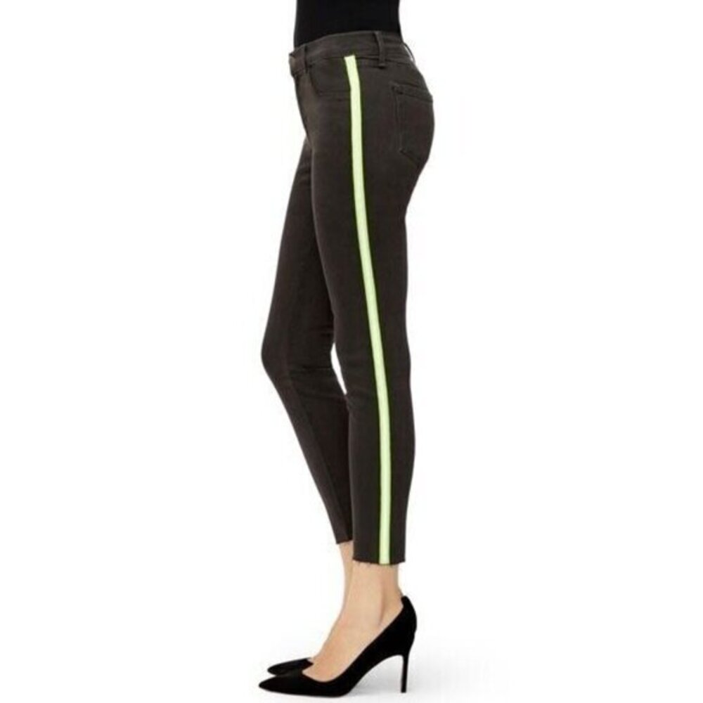 J Brand 835 Epitome Crop Skinny Leg Jeans Neon Side Stripe Grey SZ 25 New